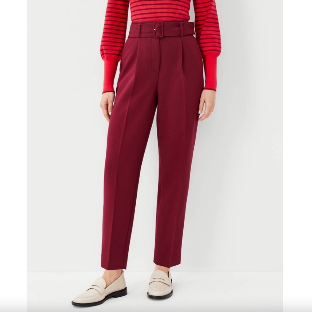 ANN TAYLOR petite belted taper pant